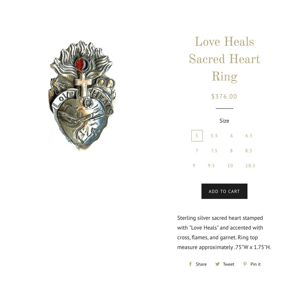 SWEETBIRD STUDIOS STERLING SILVER “LOVE HEALS” RING
